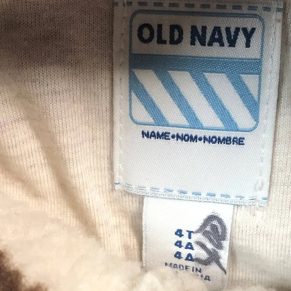OLD NAVY BOYS SHERPA JACKET SIZE 3/4